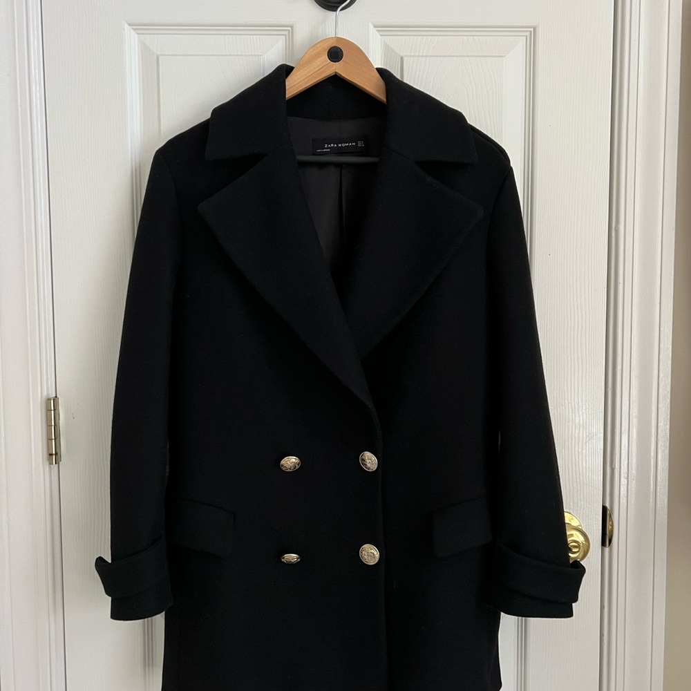 Black Double-Breasted Women's Coat